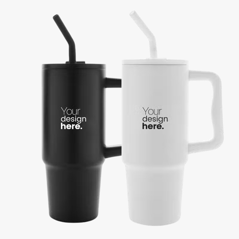 Recycled tumbler with straw custom printed in Duba