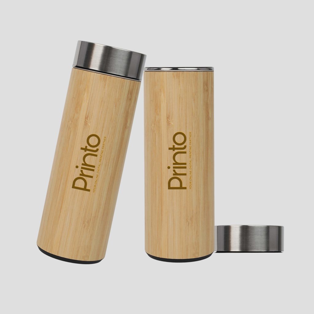 Custom bamboo stainless steel bottle with logo in Dubai