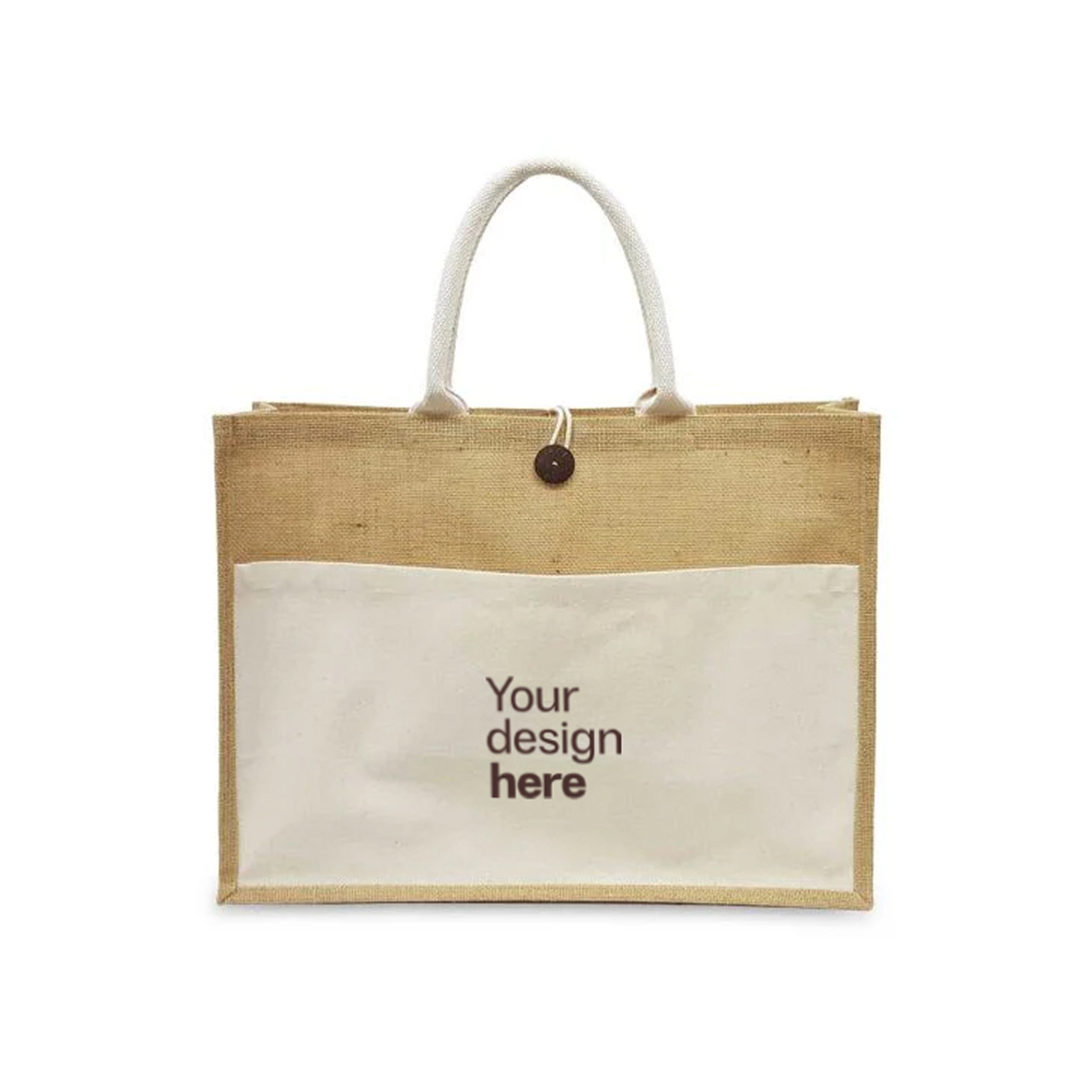 Jute Bag with Canvas Pocket