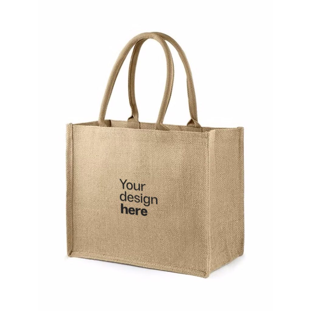 Custom jute shopping bag with logo printed in Dubai