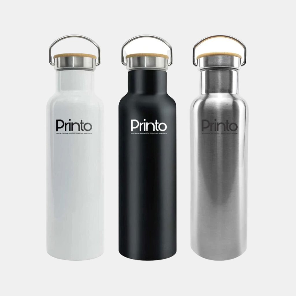 custom stainless steel flask bamboo lid Dubai with logo