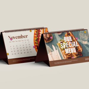 Desk calendar printing in Dubai by Printo UAE — custom photo and logo