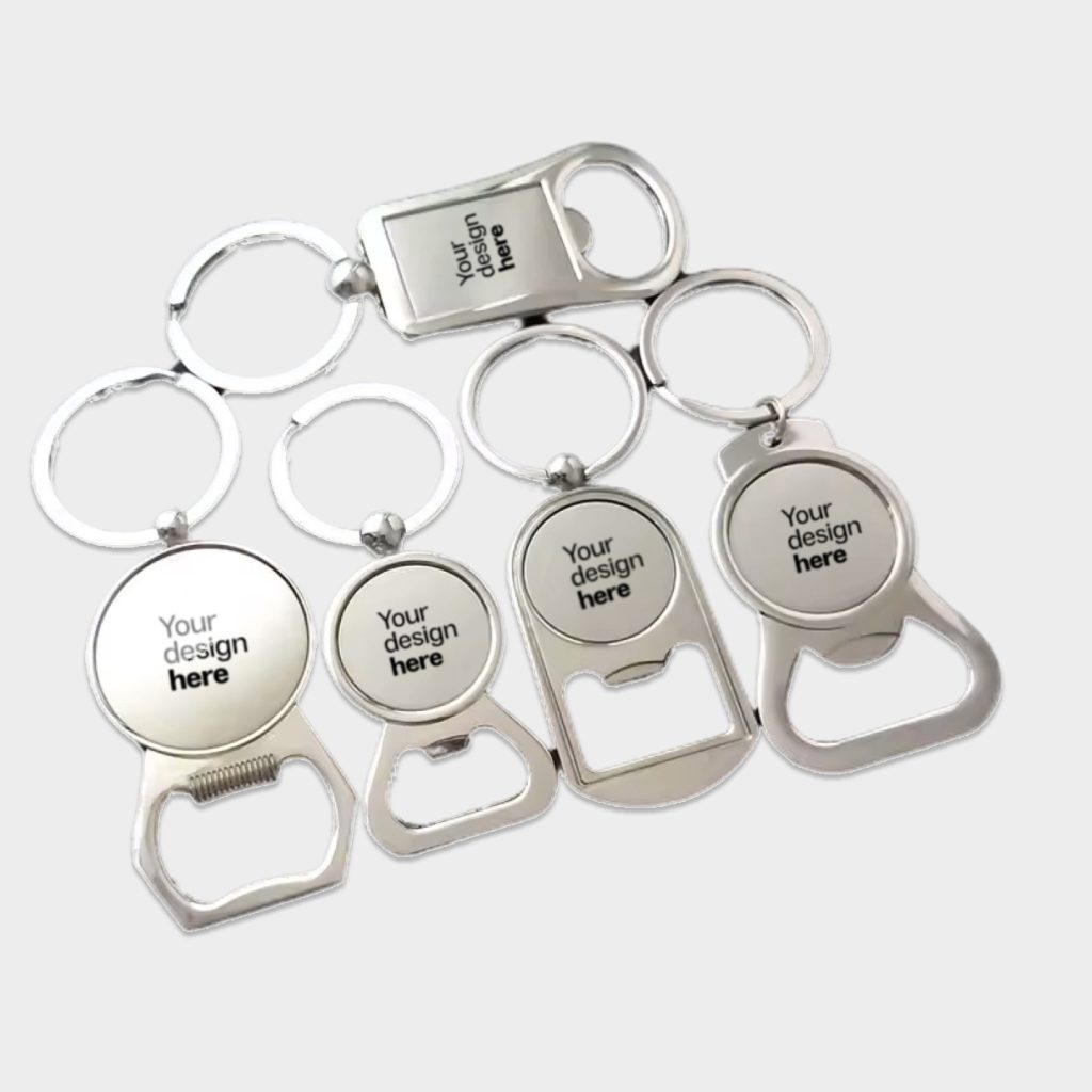 Logo bottle opener keychain UV printed in Dubai