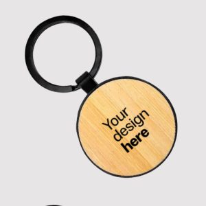 Bamboo metal keychain Dubai with custom