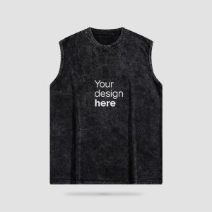Acid wash tank top printing Dubai with custom logo