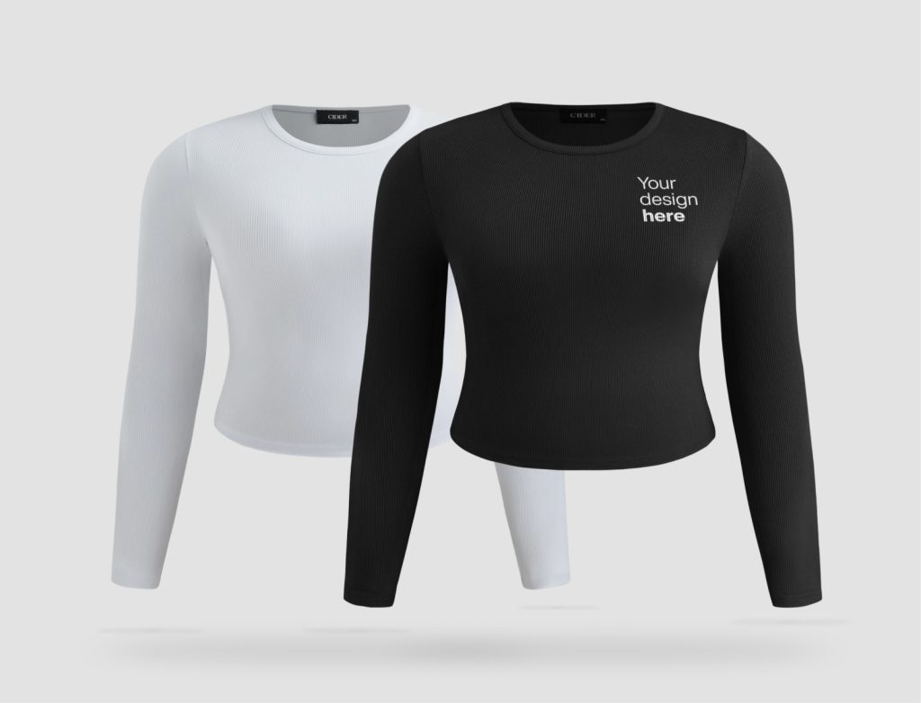 Long sleeve crop top printing Dubai with custom logo