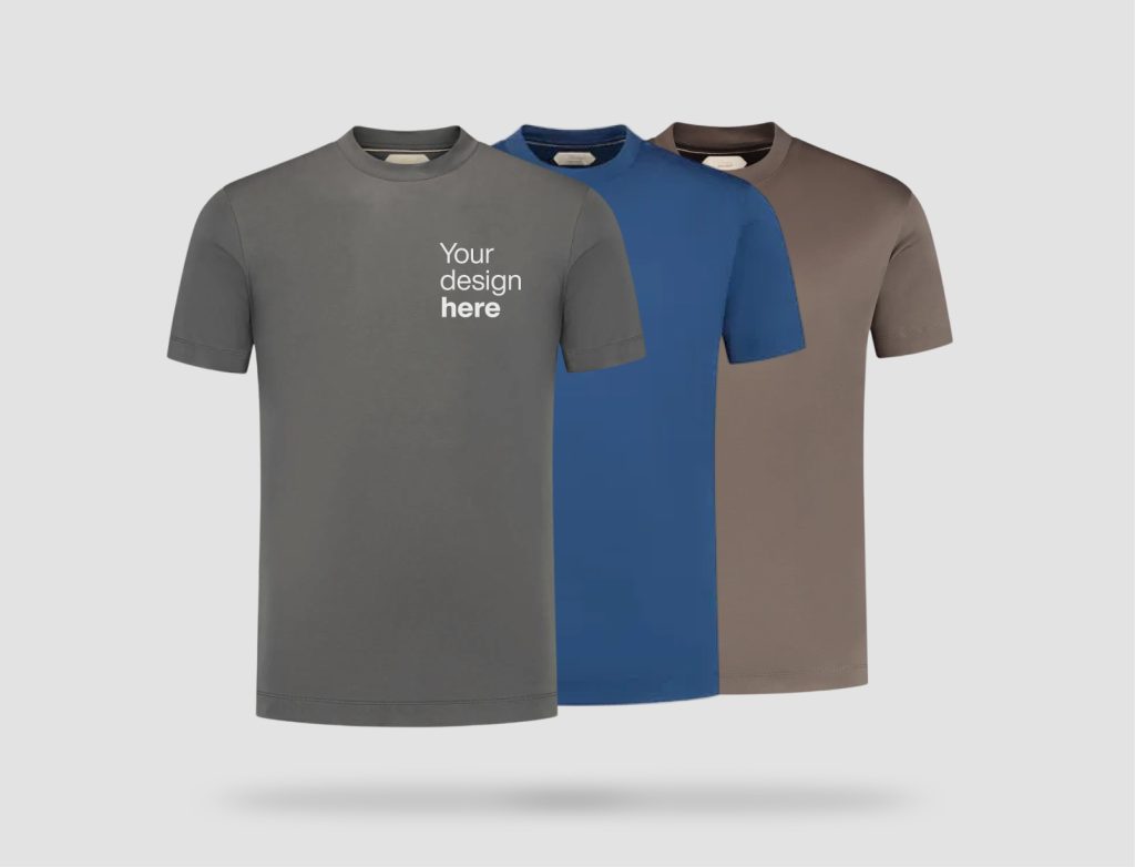 Curved hem T-shirt printing Dubai with custom logo