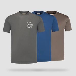 Curved hem T-shirt printing Dubai with custom logo