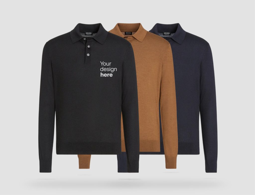 Luxe long sleeve polo shirt printing Dubai with company logo